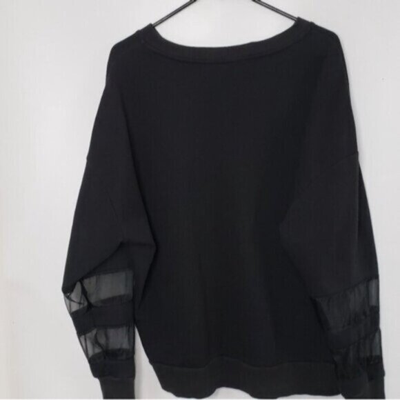 Good American Women's Black Sweatshirt Sheer Panel Sleeves Size 2XL - Picture 3 of 14